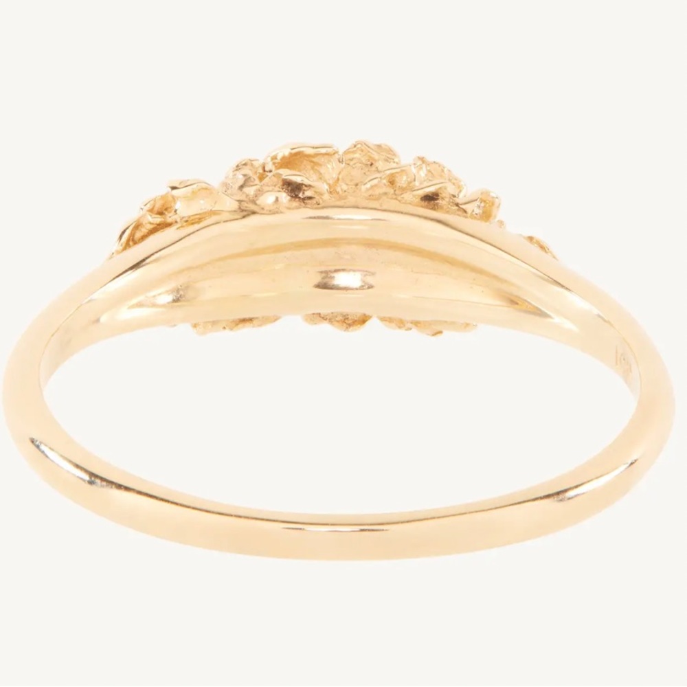 Laurie Fleming Old Garden Rose Signet Ring size 6 CATBIRD floral gold ring 14K - Picture 6 of 10